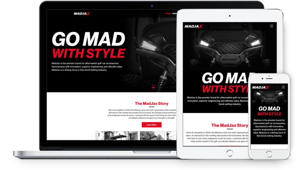 MadJax website on laptop