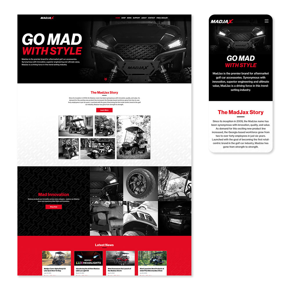 Homepage on desktop and mobile